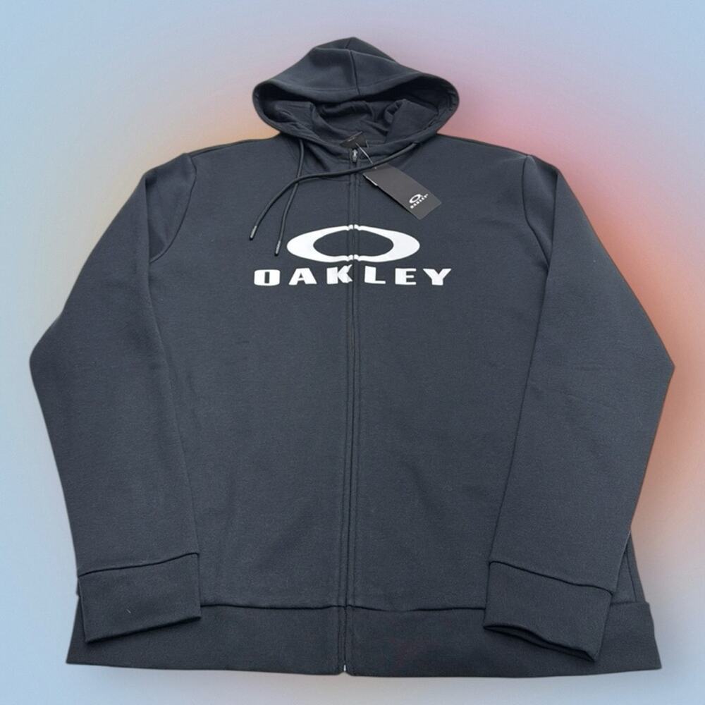 OAKLEY Men’s Large Black FULL ZIP Hoodie Sweatshirt - Picture 2 of 2